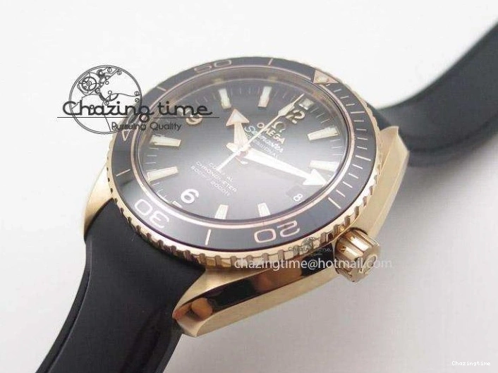 0301 Planet Ocean Professional Rose Gold Liquid Metal V6F 42mm On Black Rubber Strap A Vibrant 8266
